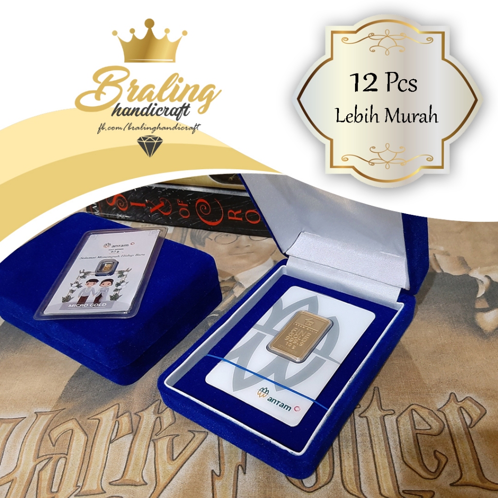 Kotak Emas Antam UBS LM MiniGold Logam Mulia Bludru Biru Blue Velvet Besar Panjang Kotak Hadiah Gift