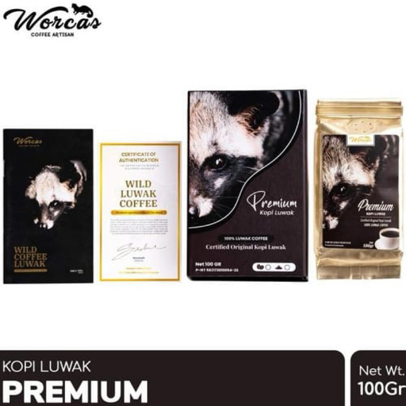 worcas kopi luwak liar asli premium/pure 100 gr biji/bubuk