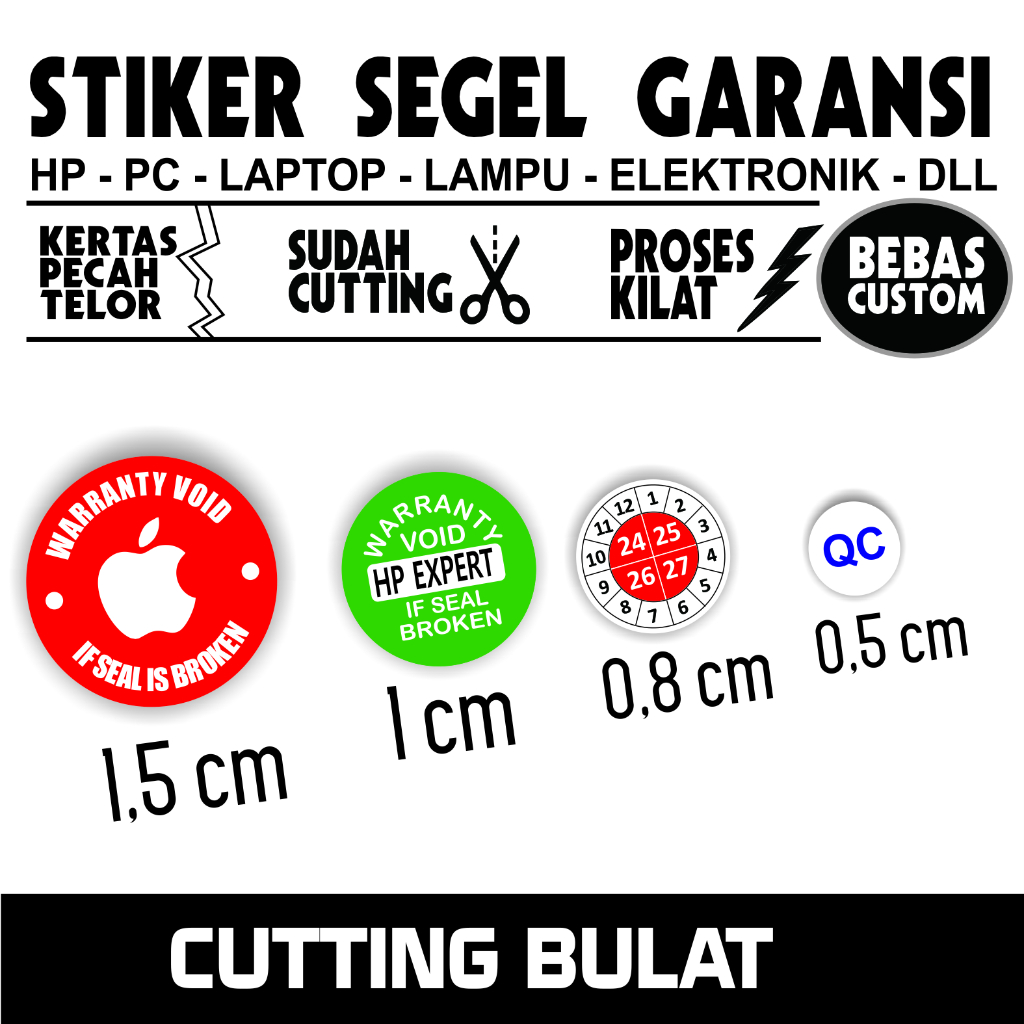 

Cetak Kilat Stiker Khusus Segel 1cmx1cm Bulat Bahan Kertas Pecah Telor