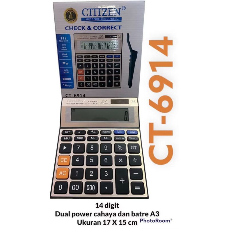 

kalkulator ct - 6914 14 digit check and correct layar besar calculator dagang besar