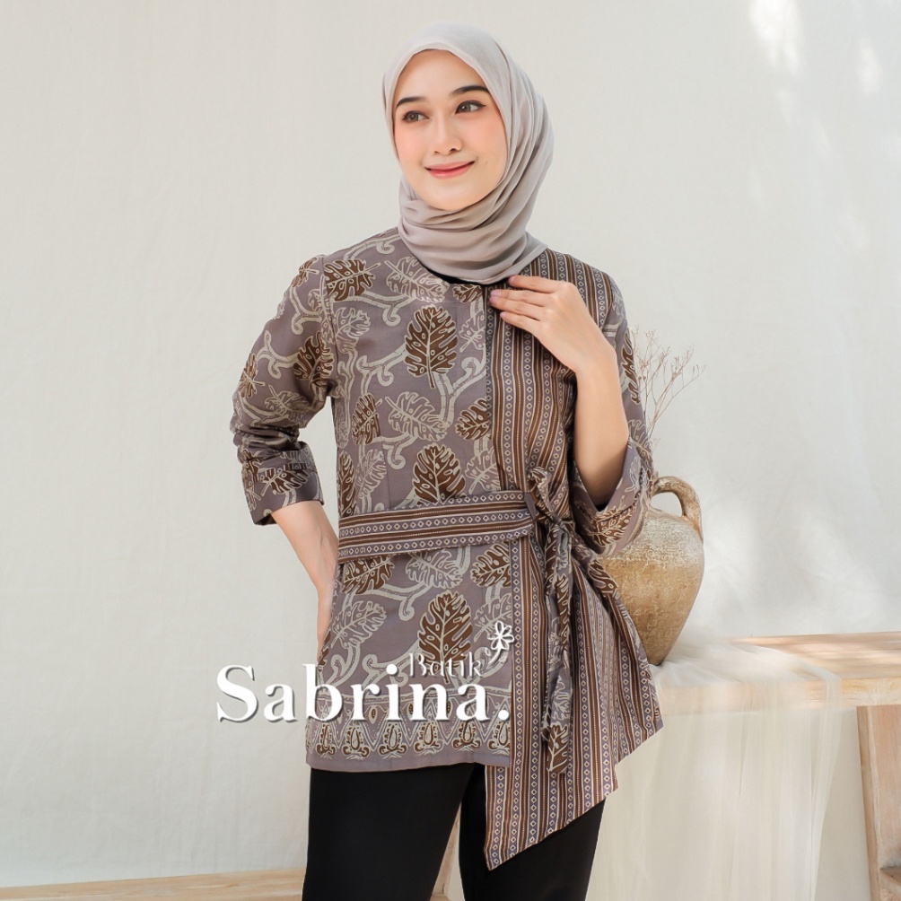 KODE C86E Batik Sabrina Baju Batik Wanita Modern Atasan Blouse Batik Kerja Kantor Wanita