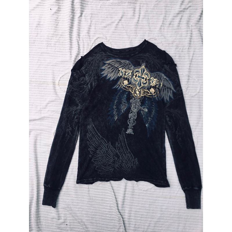 xzavier longsleeve not affliction buckaroo tapout grunge emo style