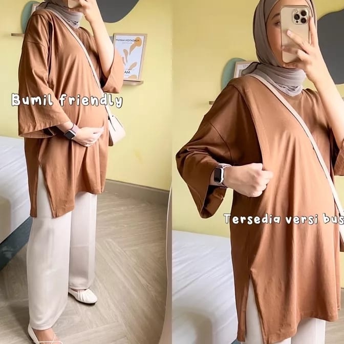 Grosir Kaos Oversized Polos Busui Hijab Friendly