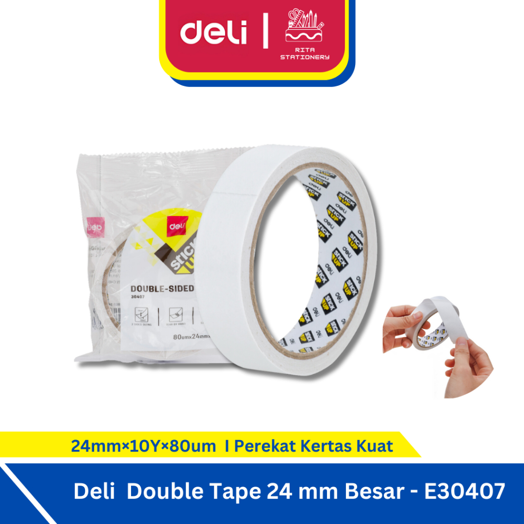 

Deli Double Tape Besar 24 mm /doble tape isolasi bolak balik satuan - E30407