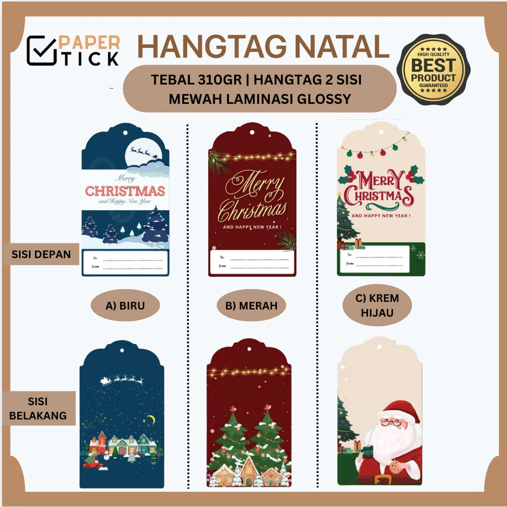 

Hang Tag 5x9 Natal Christmas HangTag Laminasi Glossy Tebal Mewah Premium