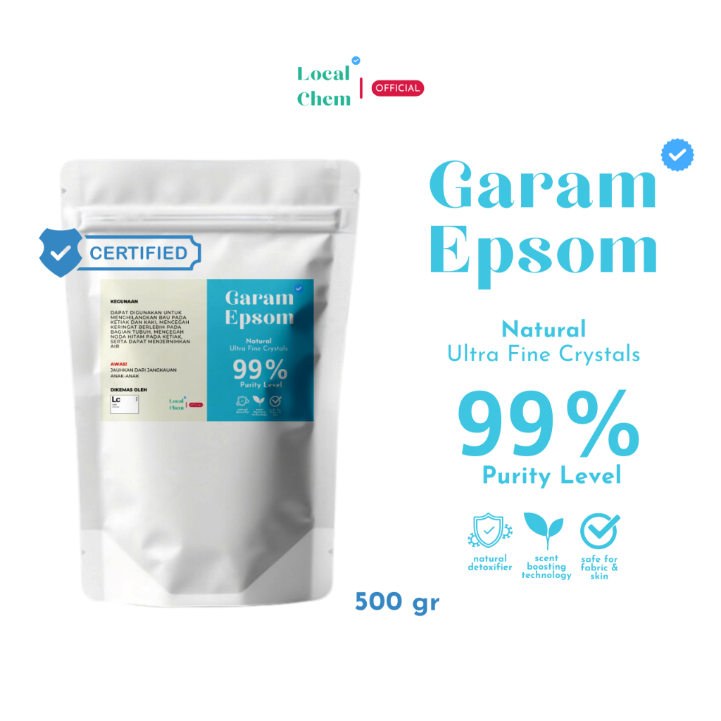 

T11 Epsom Salt - Pure Natural Epsom Salt / Garam Inggris / Garam Berendam / Bahan Deterjen 500 gr