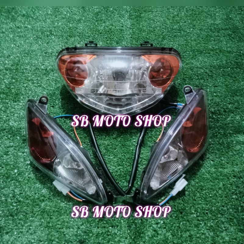 REFLEKTOR LAMPU DEPAN DAN SEIN MIO SPORTY 1 SET KOMPLIT MODEL 2 MATA MODIF THAILAND / TERMURAH LAMPU