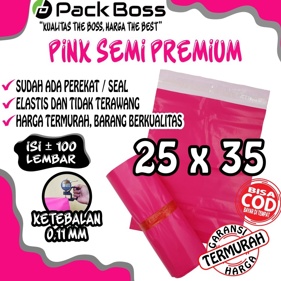 

o9 Sale 25x35 PINK SEMI PREMIUM POLYMAILER PACKAGING ONLINE ADA PEREKAT B87