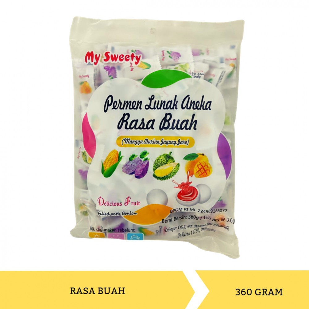 

1 pouch Isi 100 Pcs Permen Lunak Sweety Permen Lunak Aneka Rasa Buah Isi 100