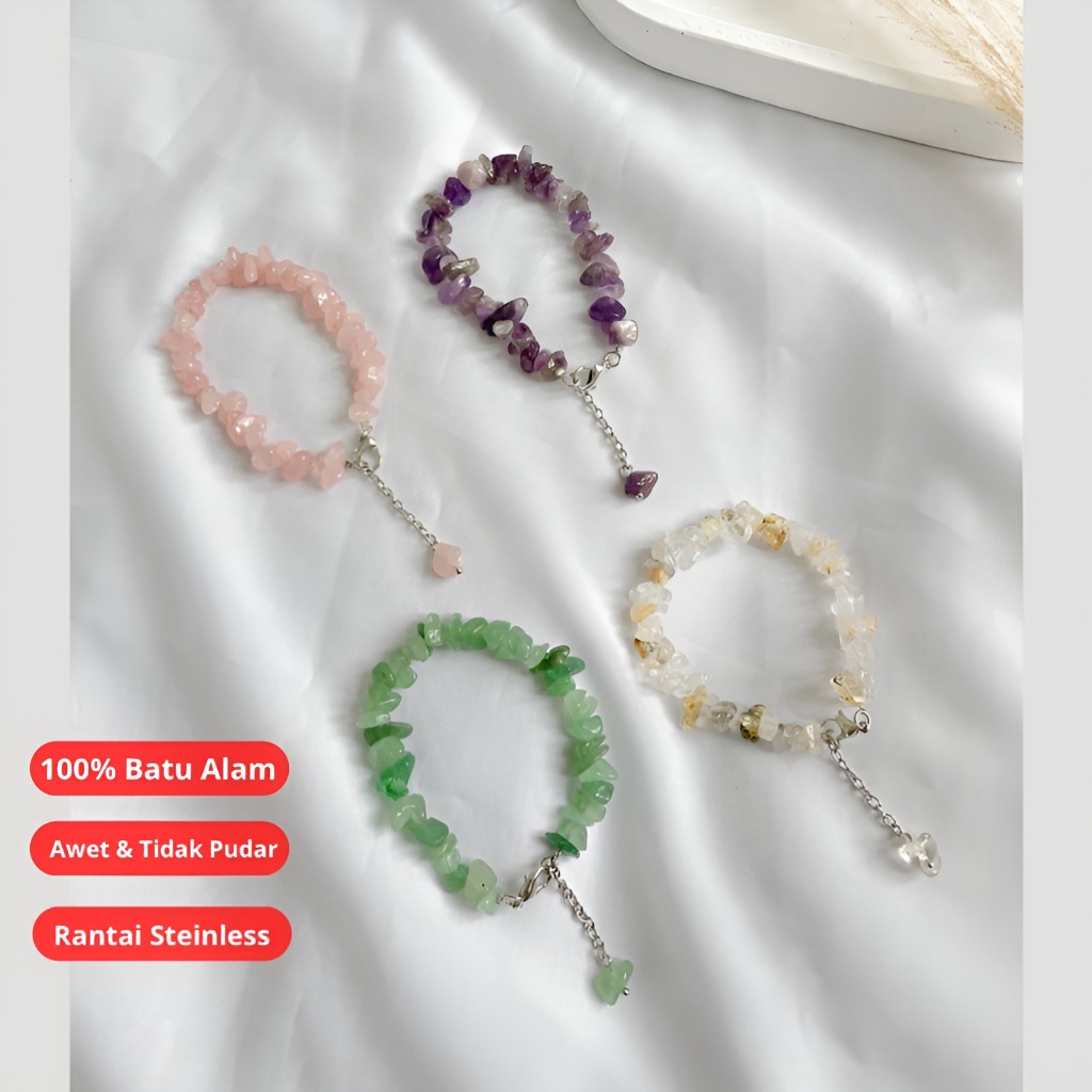 1 Lusin Stone Bracelet/Gelang Batu Alam Asli/ Gelang Batu Wanita/ Gelang Batu Akik/ Gelang Etnik Wan
