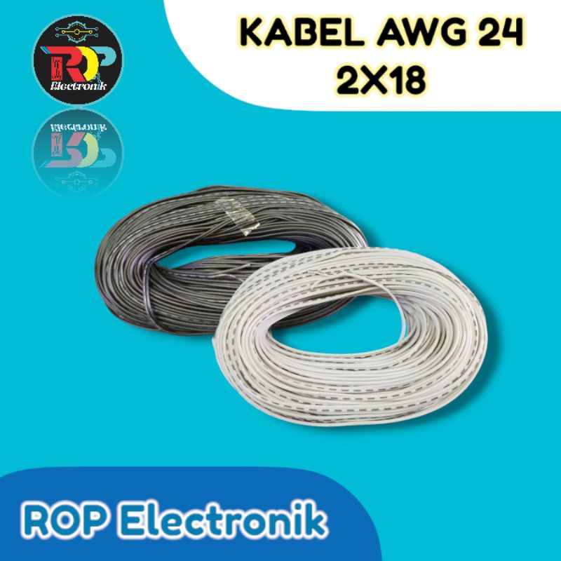 Kabel Awg24 Double 2x18 Putih Putih / Hitam Hitam