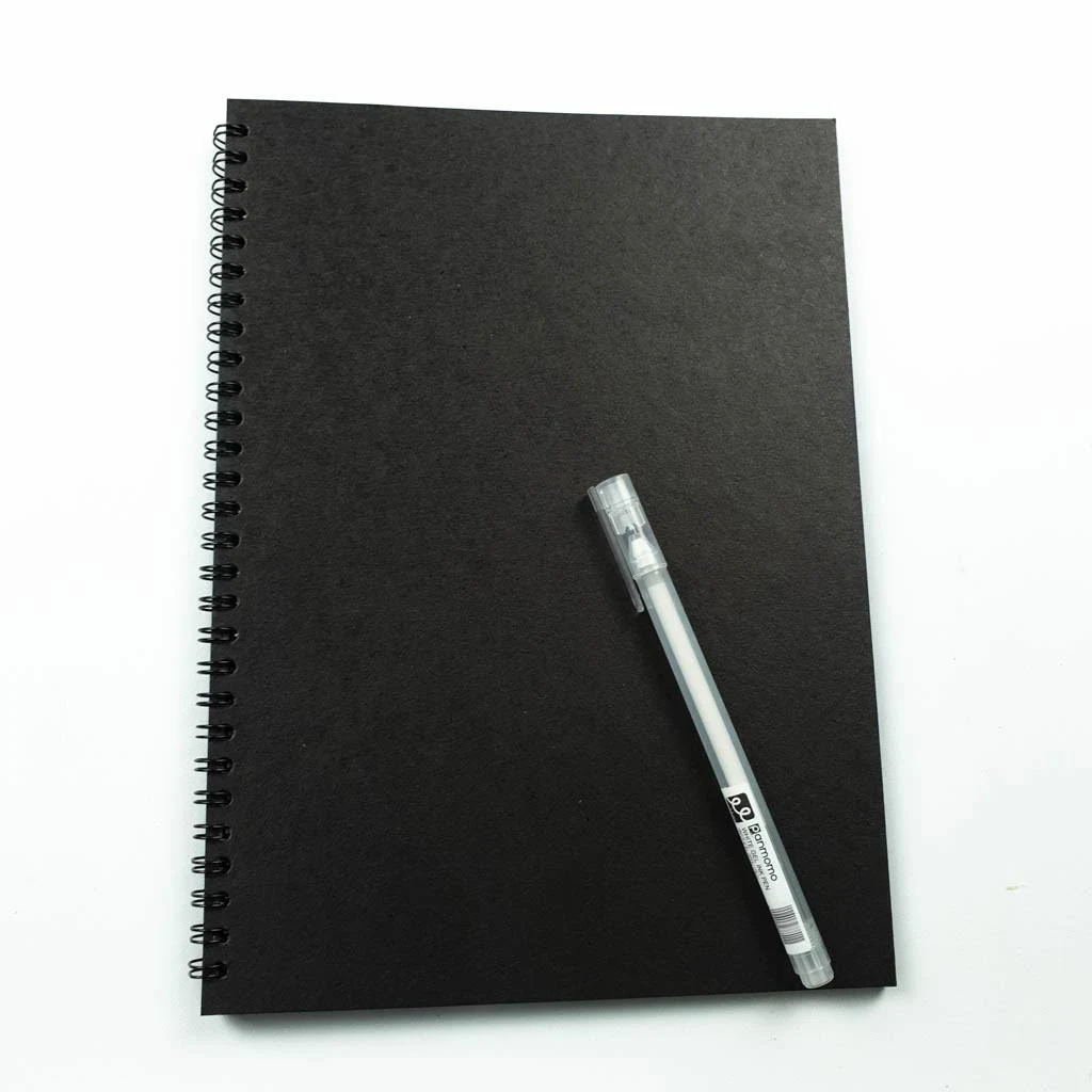 NOTEBOOK KERTAS HITAM 160gsm A6-B5 / BUKU CATATAN HITAM