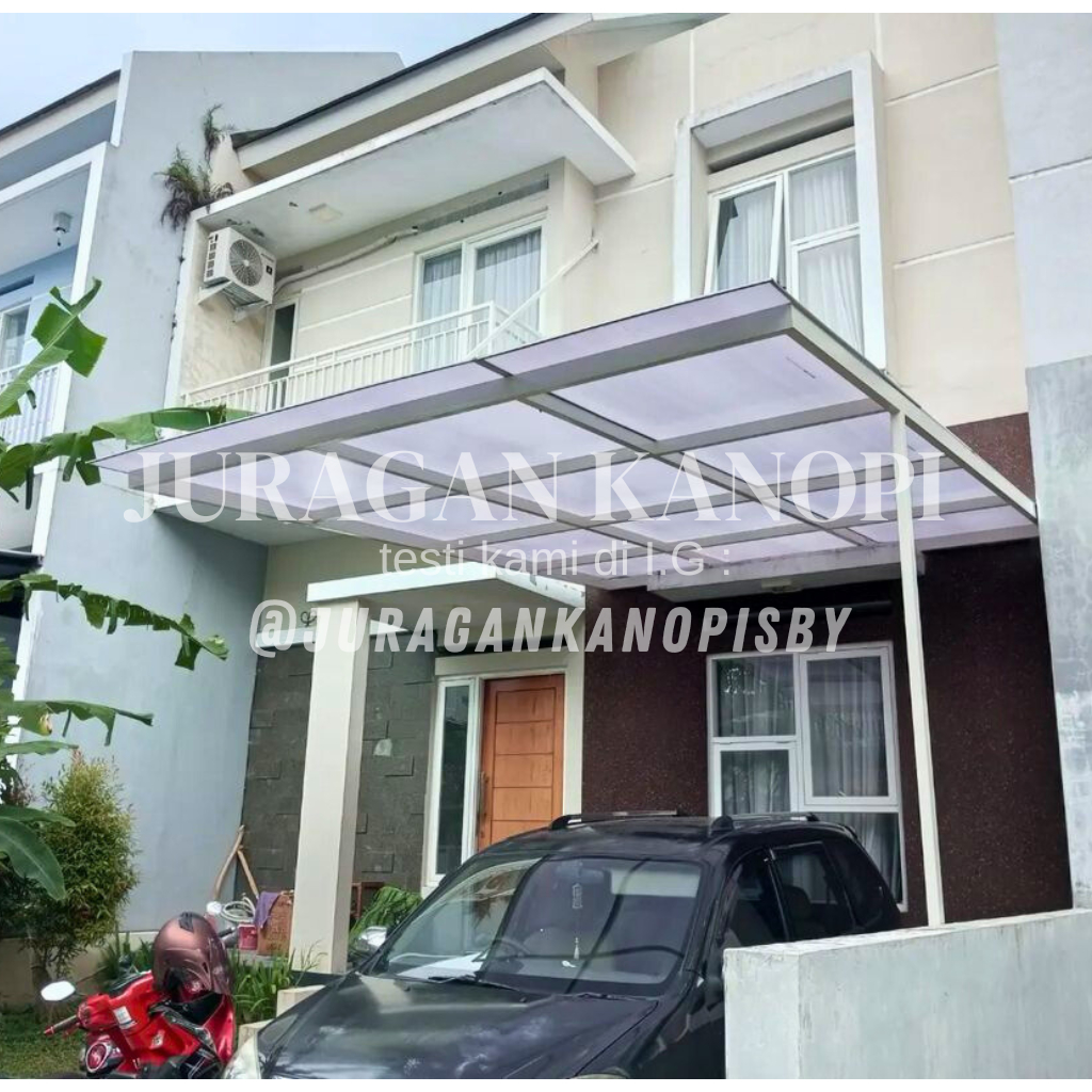 Kanopi atap kaca tempered terpasang Surabaya