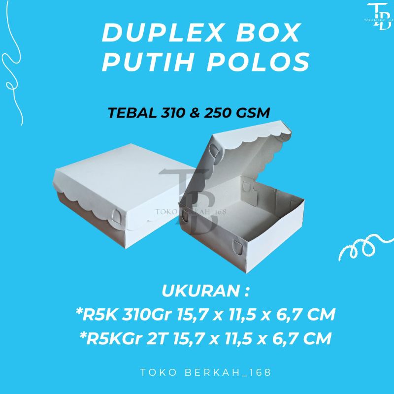 (10 PCS) DOS / DUS DUPLEX POLOS NASI UK 15,7 x 11,5 x 6,7 CM / Kardus Box Kotak Hampers Duplex Putih