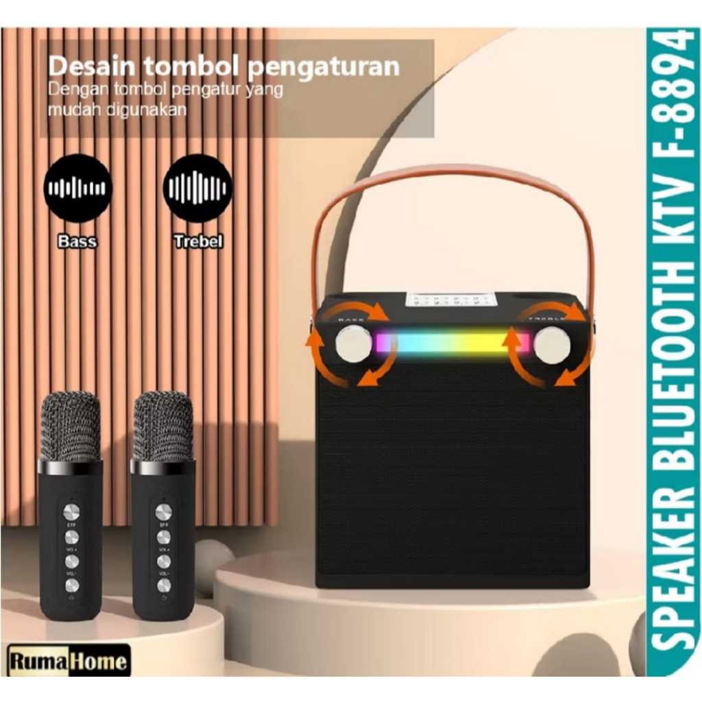 SPEAKER BLUETOOTH MINI PORTABEL FLECO F-8894 FREE MIC WEARLESS 2PCS