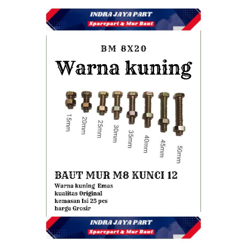 BAUT MUR 8X20 MUR 8 KUNCI 12