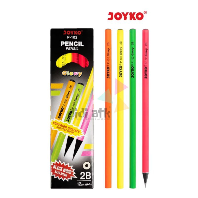 

Pensil Pencil 2B Joyko P-102 Glowy Round Grip 1 Pak Isi 12 Pcs