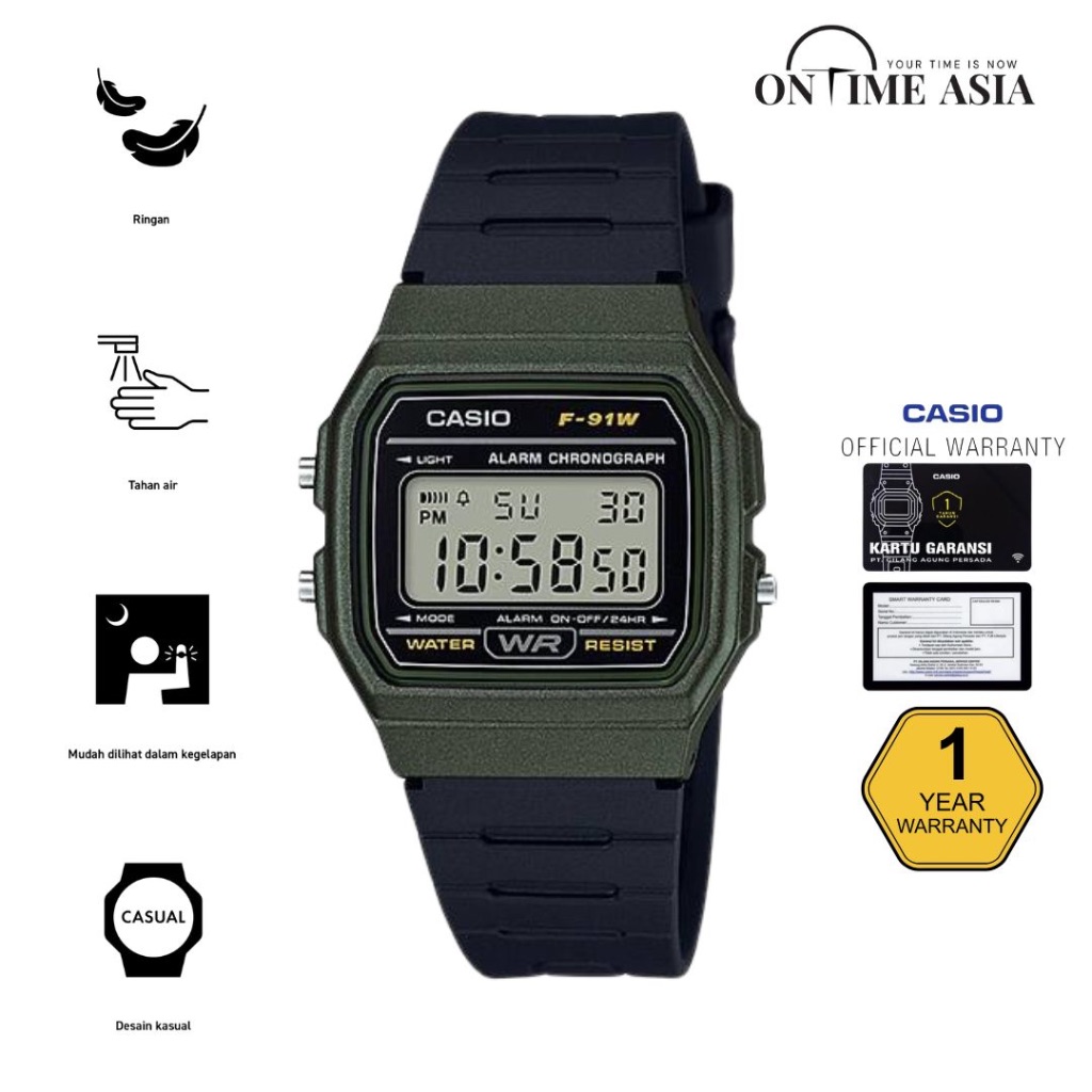 Casio General F-91WM-3ADF / F91WM-3A Original & Garansi