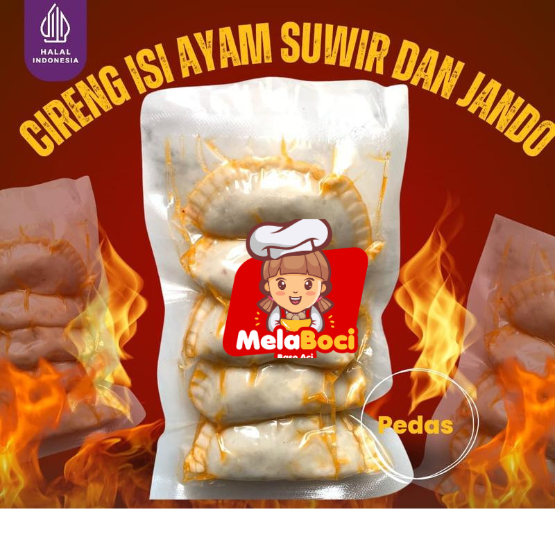 

Cireng Mercon Isi Ayam Suwir mercon Pedas isi 5pcs jando Suir Bumbu rujak brexcelle original hot chili oil syireng endul