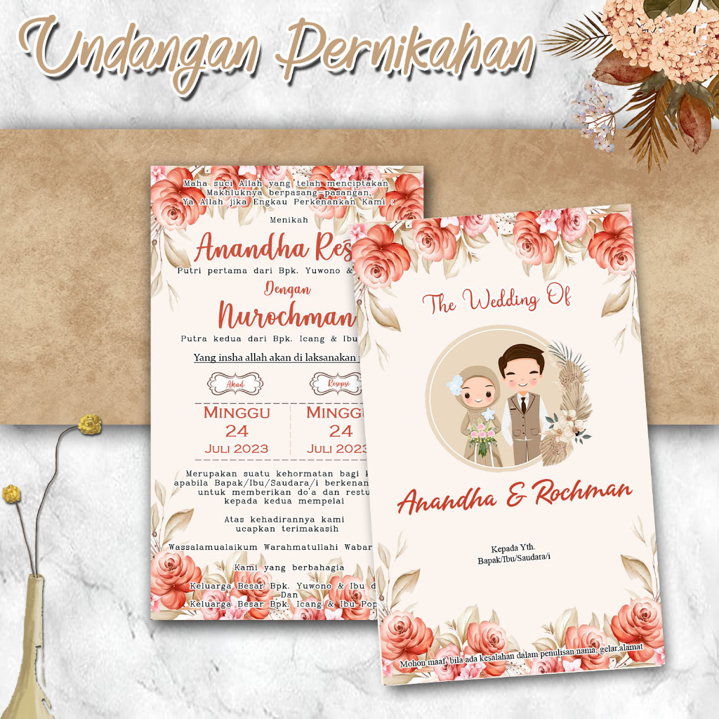 Undangan Pernikahan WK Undangan Nikah Simple Undangan Wedding Simple Surat Undangan Pernikahan