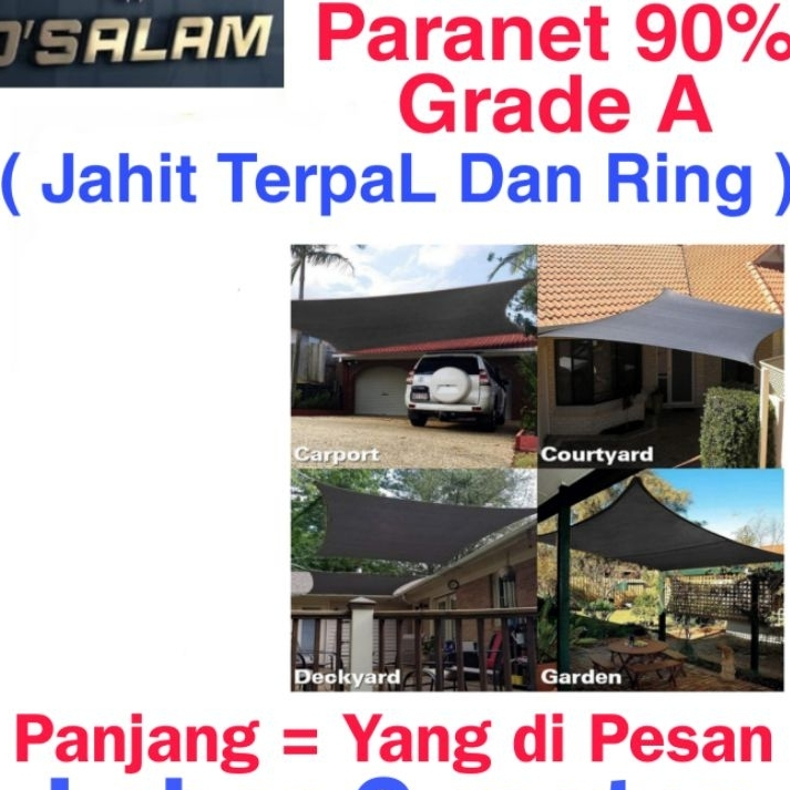 Paranet 90% Grade A JAHIT TERPAL + Ring ( eceran ) Lebar 2 meter PARANET