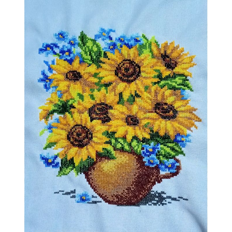 Sulaman kristik jadi Bunga Matahari ukuran 40cm x 42cm