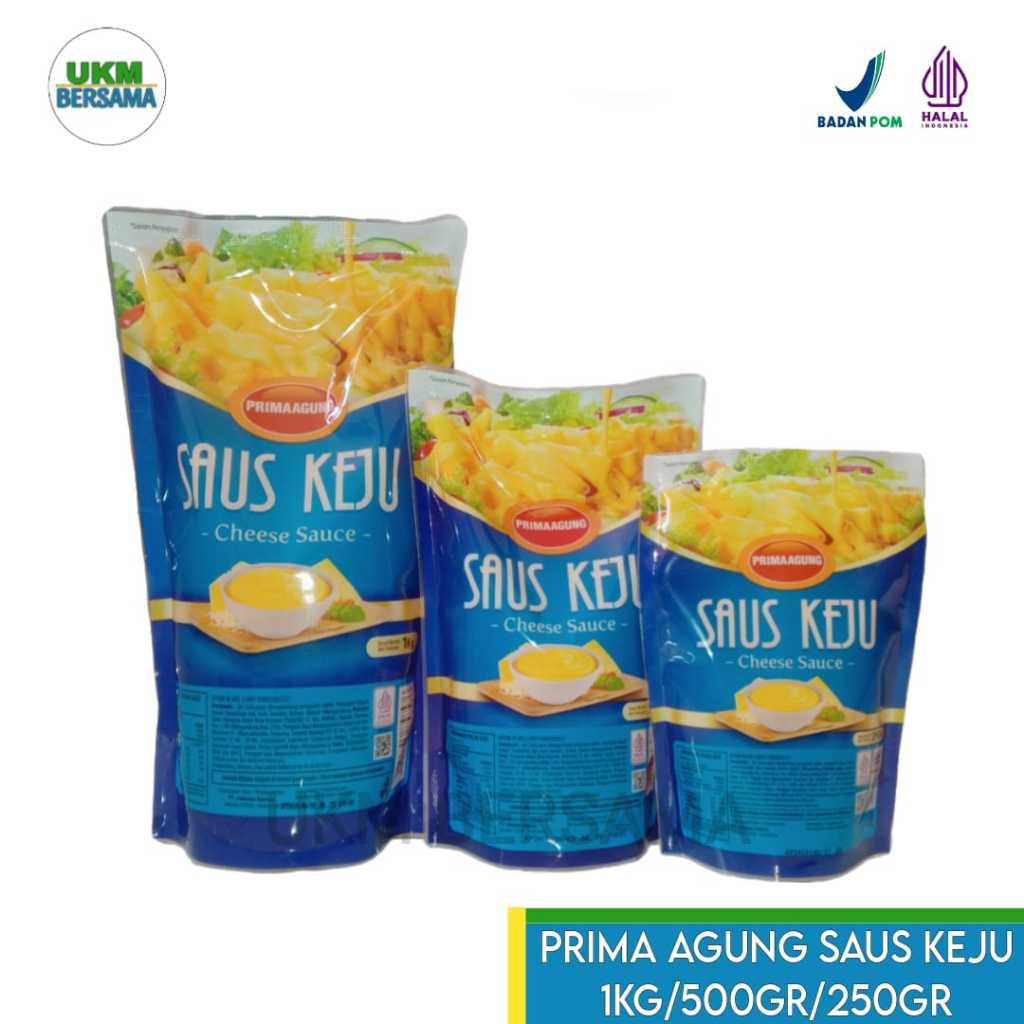 

Prima Agung Saus Saos Keju Cheese Sauce Halal BPOM Kemasan Pouch 1kg/500gr/250gr