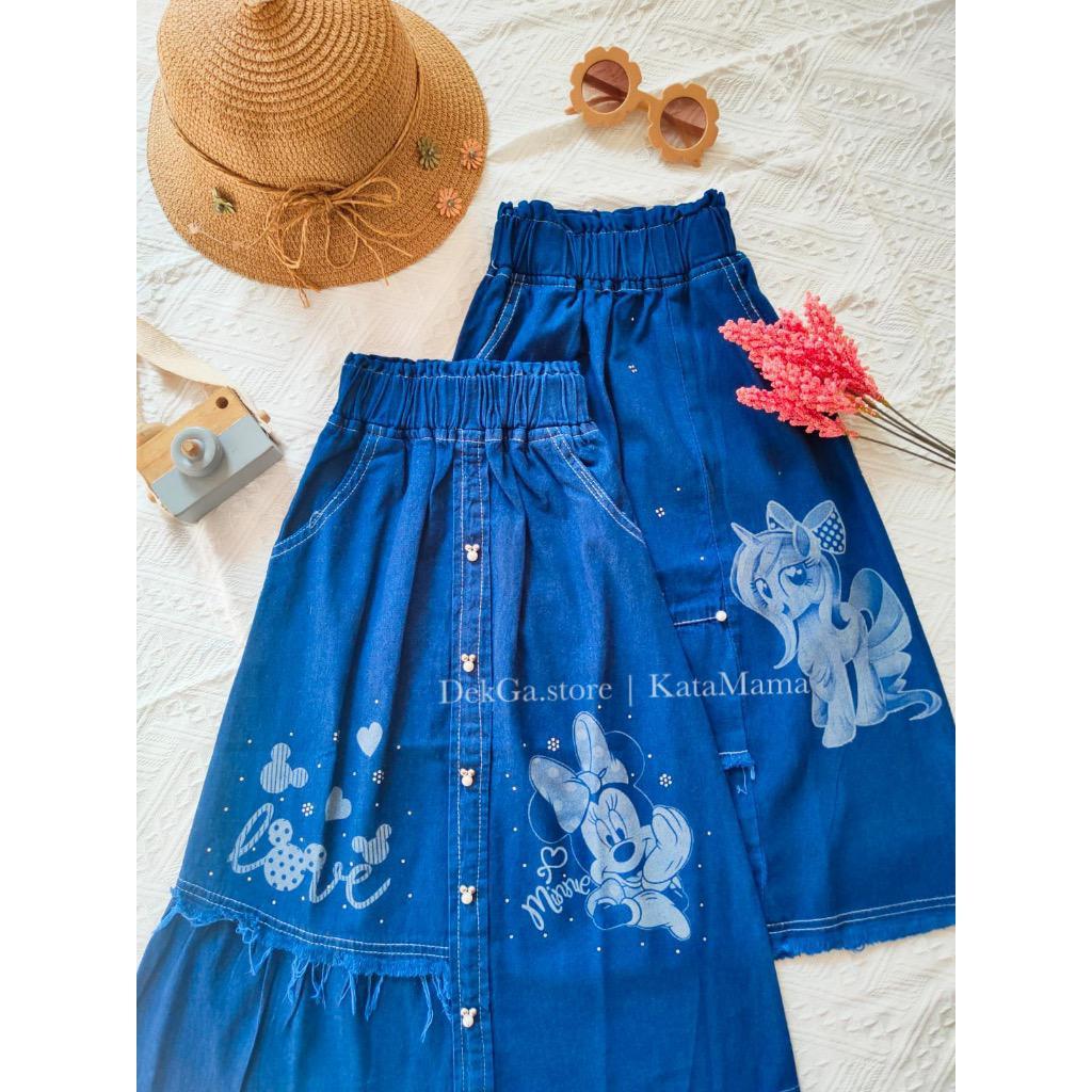ROK JEANS PANJANG ANAK PEREMPUAN littlepony minnie mouse/ROK MUSLIM ANAK PEREMPUAN /ROK JEANS PANJAN