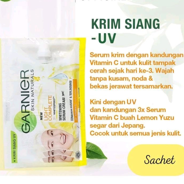 Krim Siang UV Garnier Light Complete Whitespeed Whitening Serum Cream UV Garnier Day Cream Sachet Pe