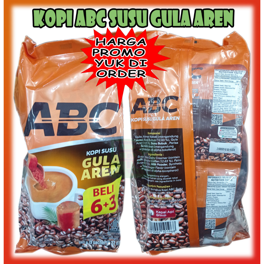 

Kopi ABC Susu Gula Aren 1 Renceng isi 9 Sachet