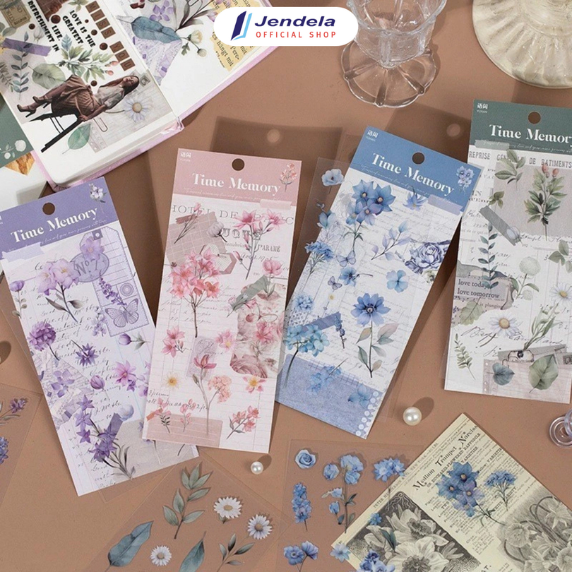 

Sticker Aesthetic PANMOMO Time Memory FLower Deco Sticker Lucu Dekorasi Buku Scrapbook Motif Bunga ATK