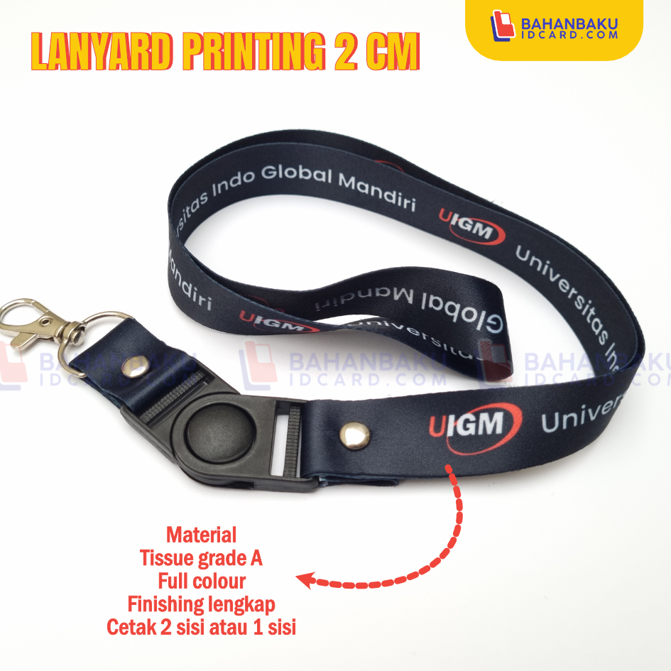 

Cetak Tali Lanyard Gantungan Name Tag ID Card Sublim Printing 2 cm 1 atau 2 sisi
