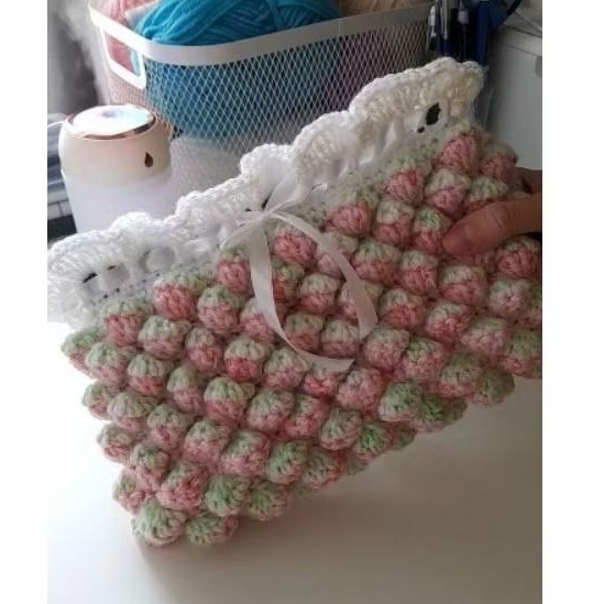 

strawberry book sleeve by syndeisy | crochet book cover
