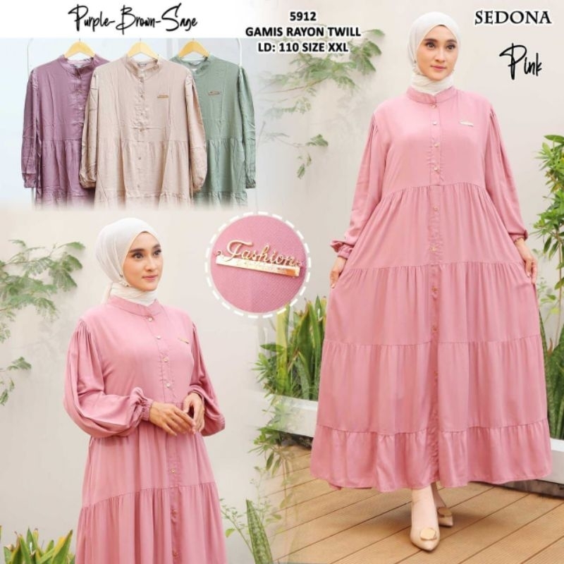Gamis Rayon Twill PREMIUM Varian Warna Pink,Brown, Purple,Sage||Gamis Sedona Polos||Gamis Rayon||Gam