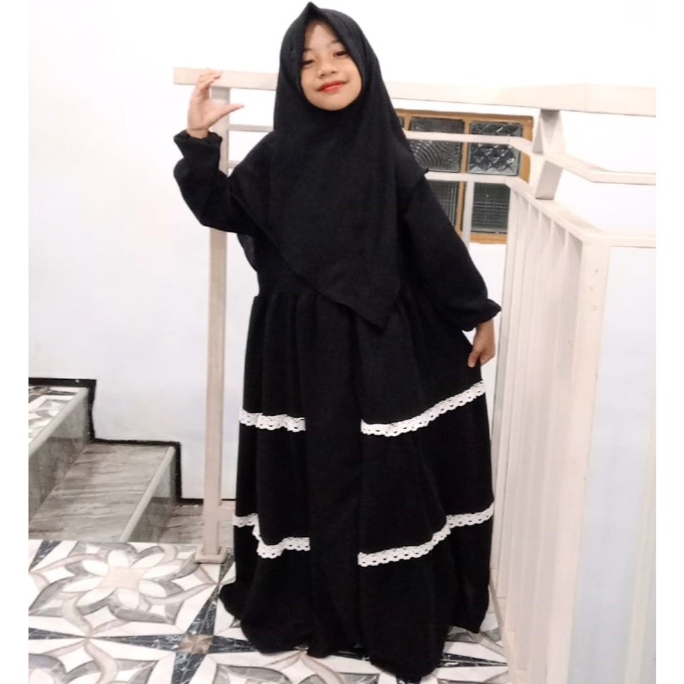 Zia"zia Dress Kids Gamis Anak Perempuan Usia5 -13Thn Set Jilbab Muslim Anak Perempuan Tanggung Abaya
