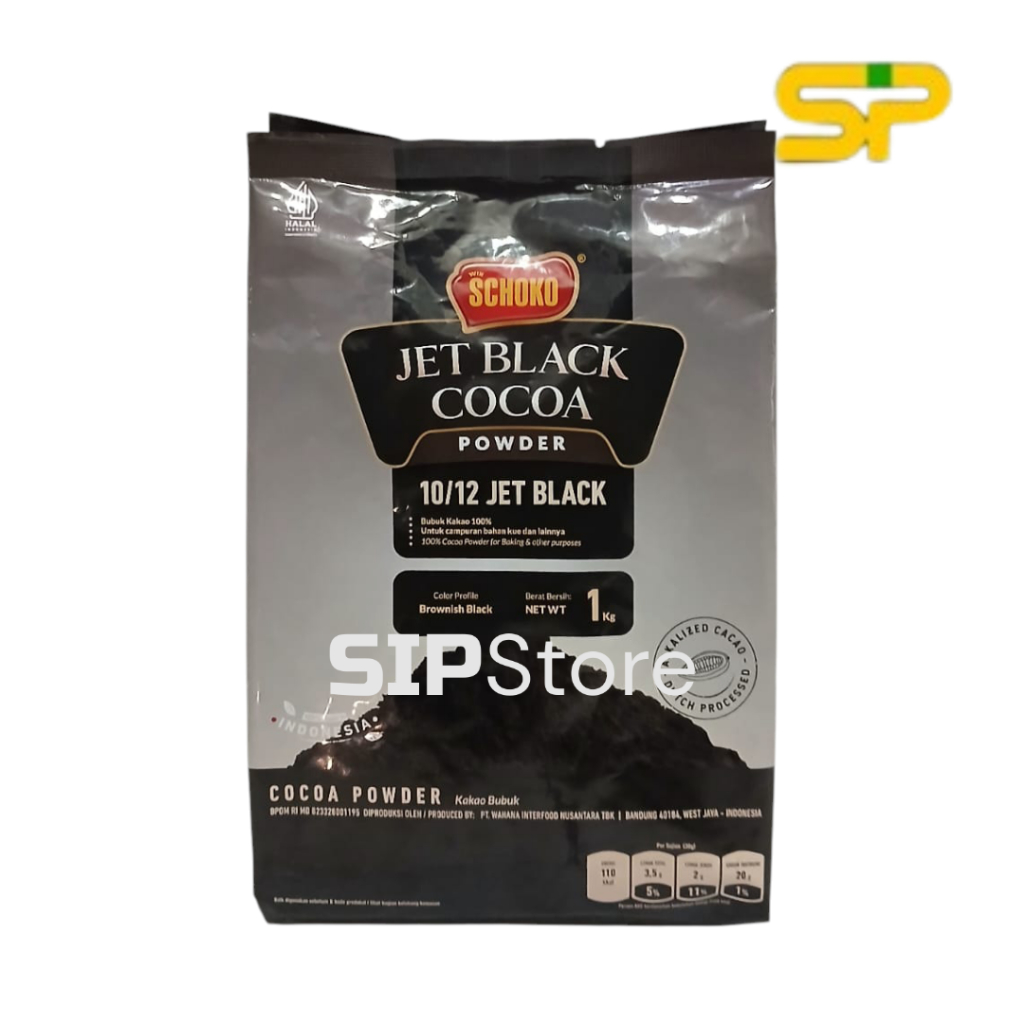 

SCHOKO Black Premium Cocoa Powder - 1 Kg / Low Fat 10/12 / Jet Black / COKELAT BUBUK