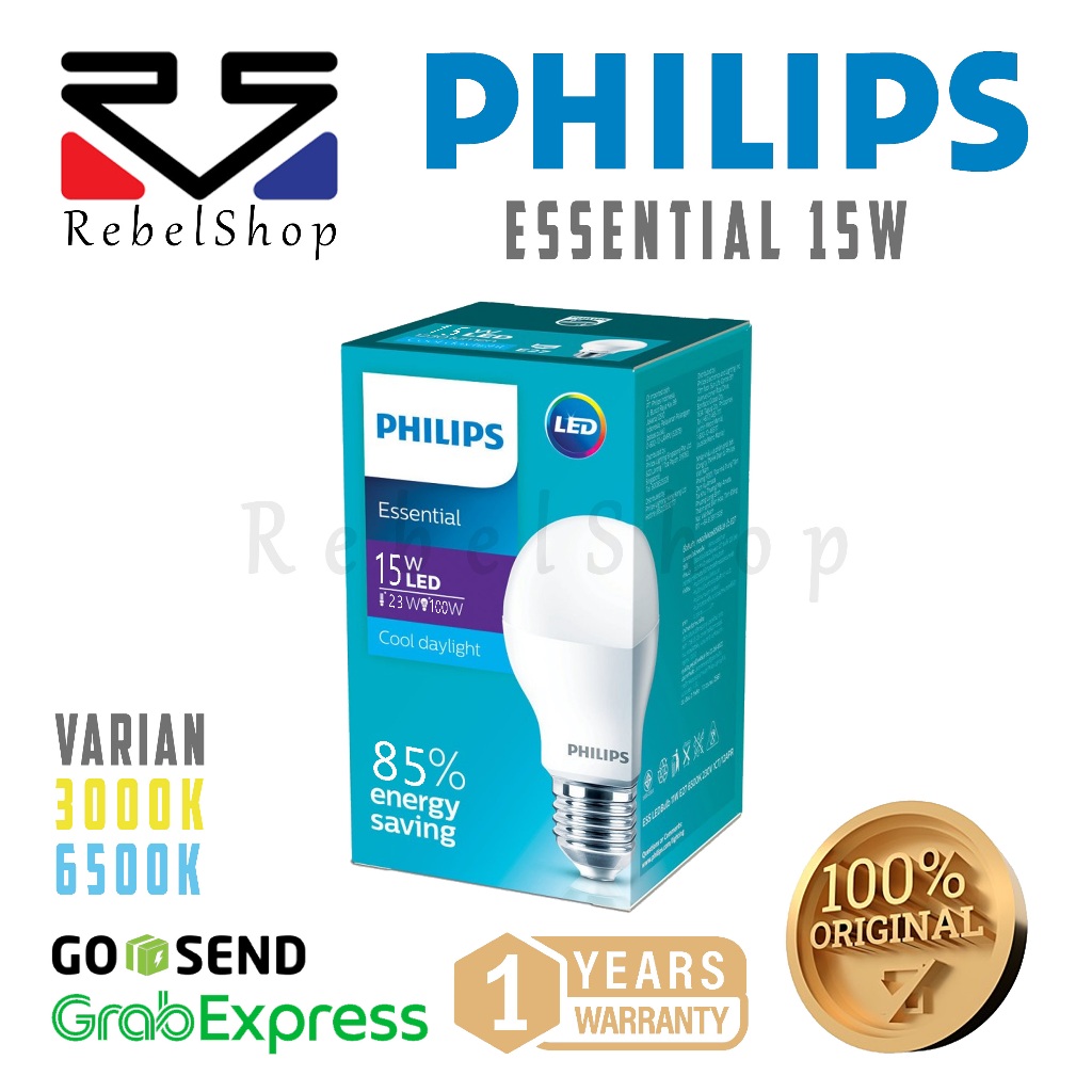 Philips Essential Lampu Bohlam LED Bulb 15 Watt Putih / Kuning E27 - 15W 15 W 15Watt