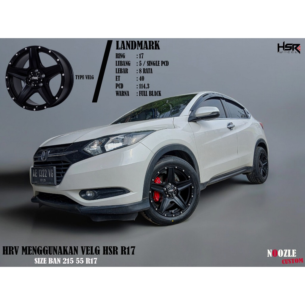Velg Mobil BRV HRV CRV Ring 17 Pelek Racing HSR R17 Type Landmark Motive Bintang