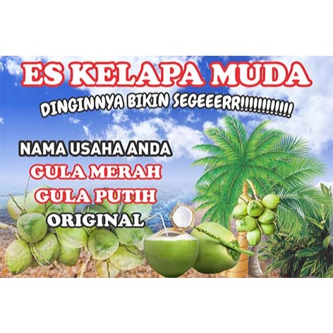 SPANDUK ES KELAPA MUDA/|BANNER KELAPA MUDA|BACKDROP USAHA ES KELAPA MUDA