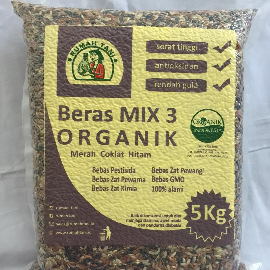 

RUMAH TANI ORGANIC MIXED RICE 3 - Red, Brown, Black Rice 5 Kg