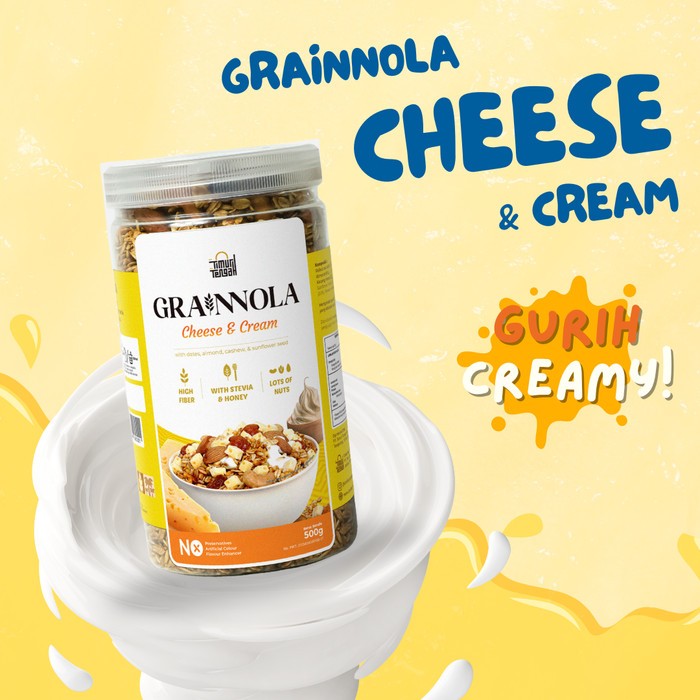 

Granola Timur Tengah Grainnola Cheese & Cream 500 gr Granola Cemilan Sehat , Oatmeal With Almond & Mete, Sereal Sarapan Sehat Rendah Kalori