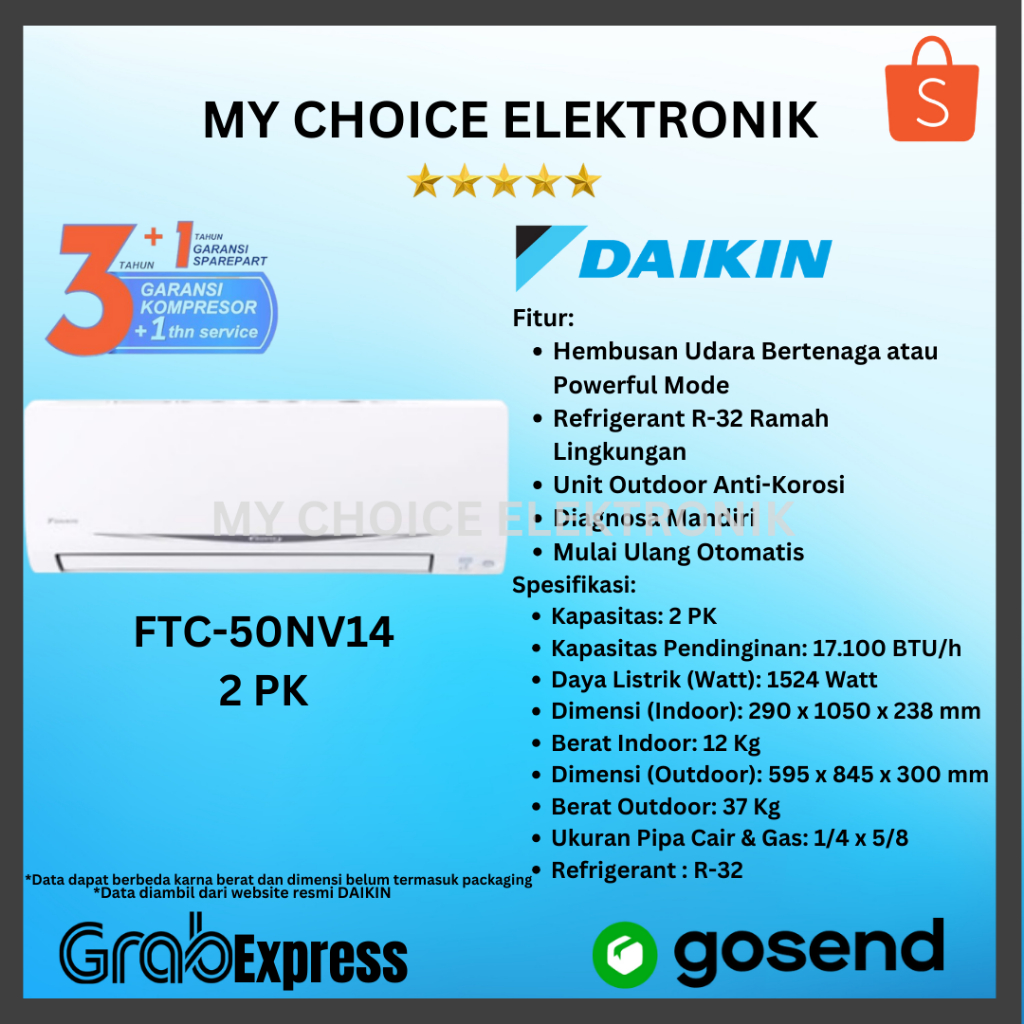 DAIKIN AC FTC-50NV14 2 PK / Daikin AC FTC50NV14