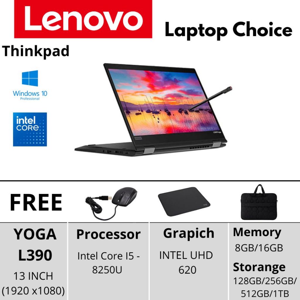 Laptop Lenovo Yoga L380 L390 Core I5/I7 Gen 8 Touchscreen - Layar 13 Inch SUPER MURAH DAN MULUS