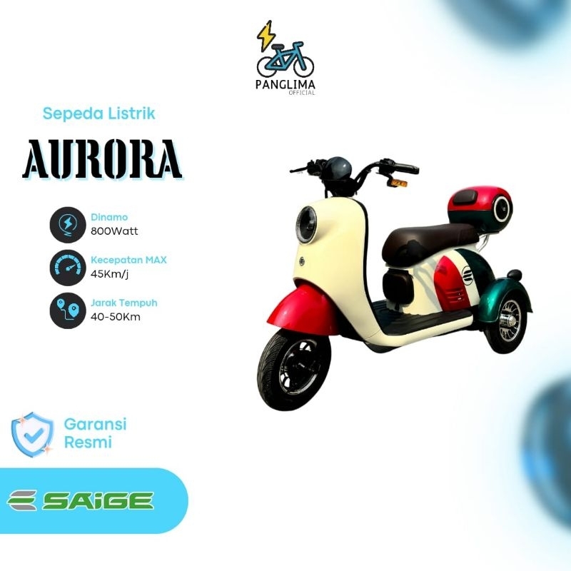 PROMO 12.12 Sepeda Listrik Saige Aurora Roda 3 Garansi Resmi