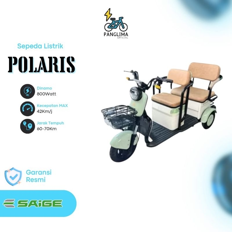 Promo murah Sepeda Listrik Roda 3 Polaris dari Saige