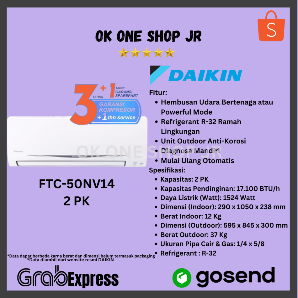 DAIKIN AC FTC-50NV14 2 PK / Daikin AC FTC50NV14