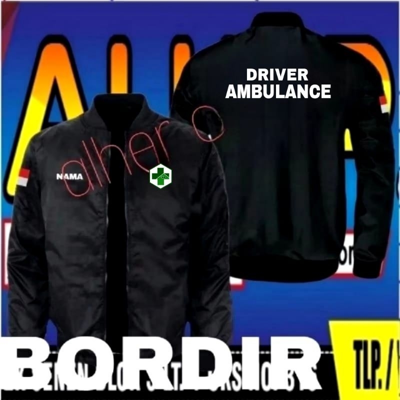 Jaket bordir driver ambulance jaket driver ambulance jaket bomber driver ambulance jaket kerja drive
