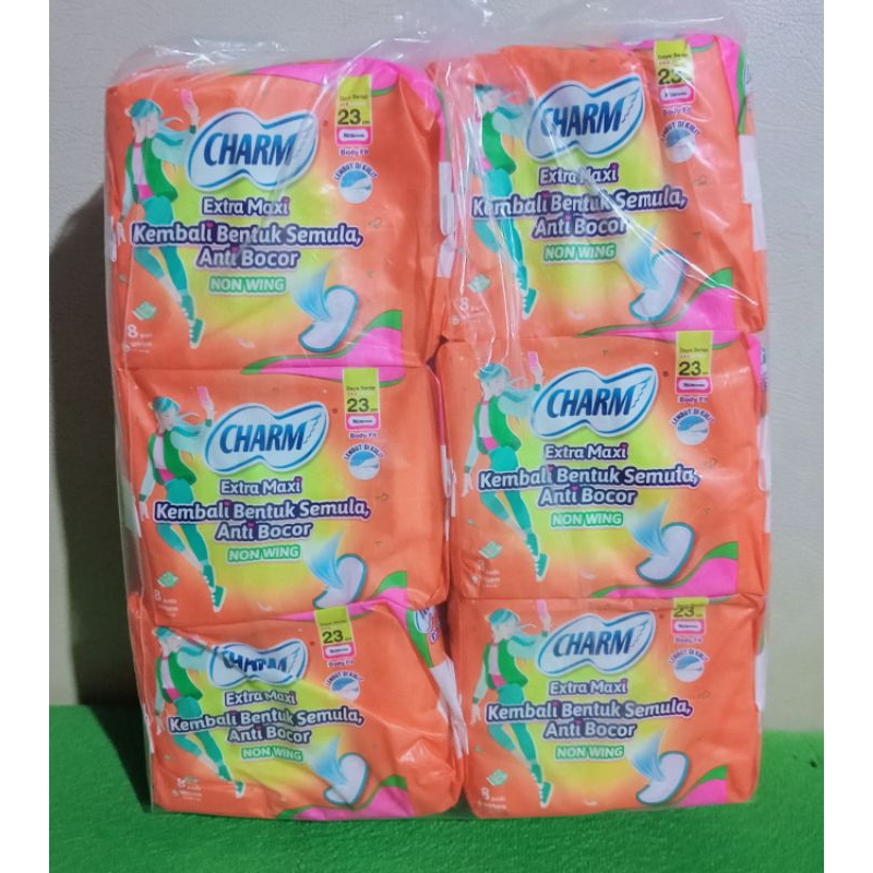 softex charm 23 cm tanpa sayap isi 6 bungkus per pak