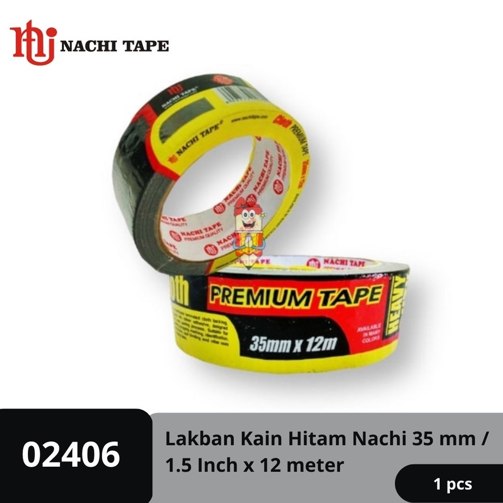 

Lakban Kain Hitam Nachi 1,5 INCH/ Cloth Nachi HITAM PER 1 ROL LAKBAN JILID