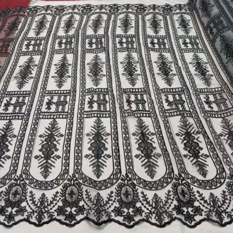 Bing Sale...Bahan kain Tulle Sapto Sumba bordir tebal/Kain Tille Sumba Etnik premium kebaya,gamis,tu